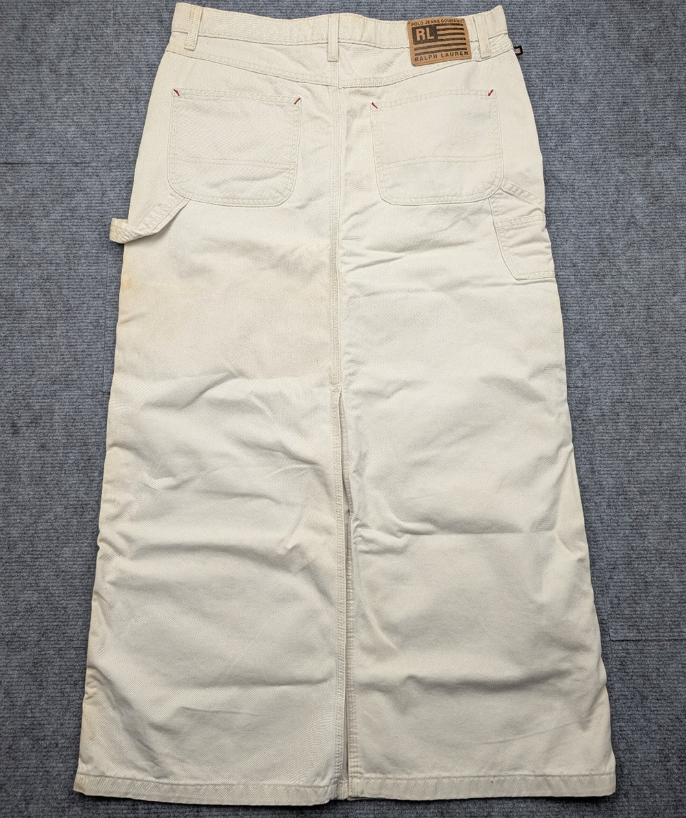 Ralph Lauren Polo Jeans Denim Midi Skirt Women 12 Vintage 90s Carpenter Utility